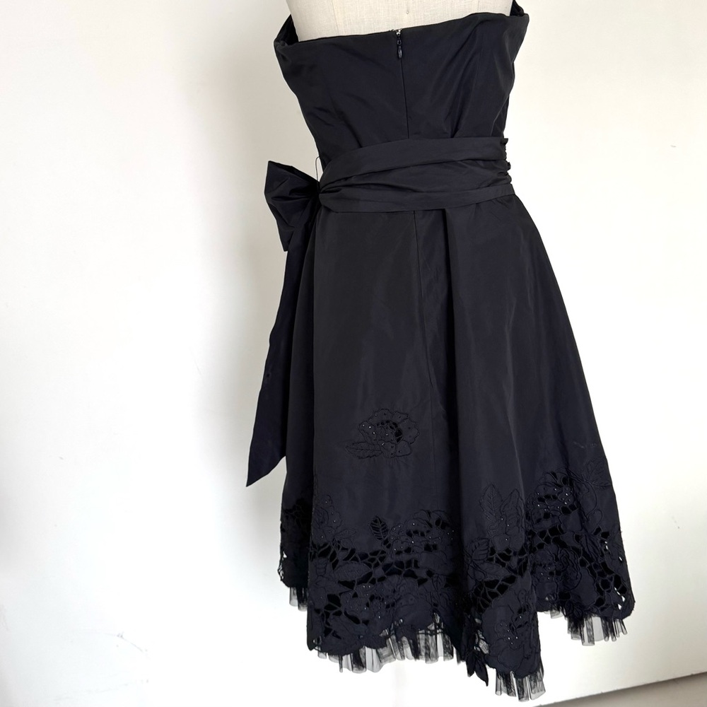 BCBG full skirt A-Line black satin + sparkle dress sz12 - Picture 7 of 14